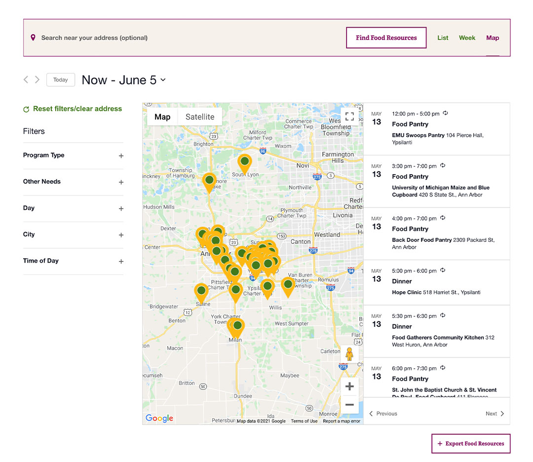 Food Gatherers find food map